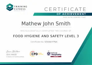 Food Hygiene and Safety Level 3 Certificate